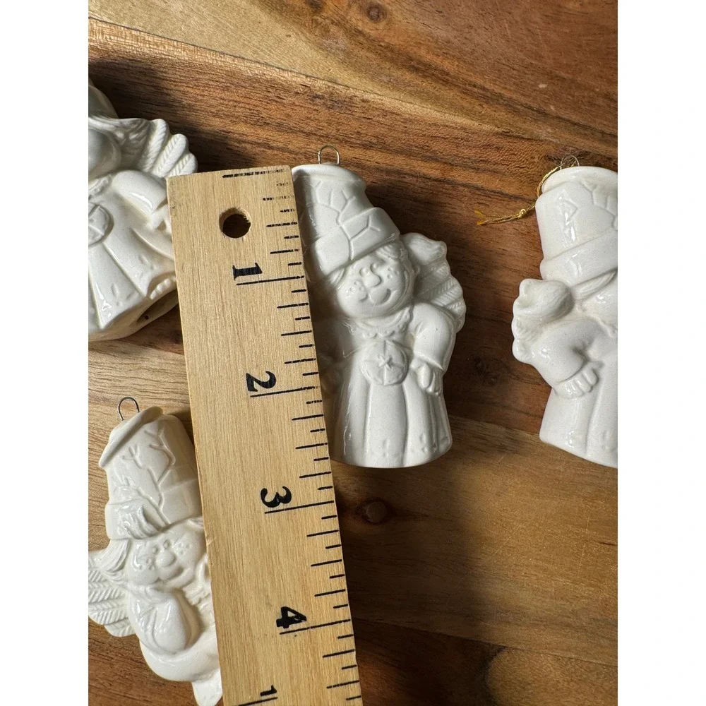 Ceramic Angel Ornaments Set of 4 OS White Glossy Glazed Figural Christmas Decor